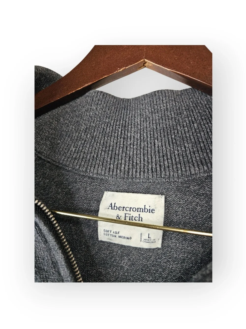 Abercrombie & Fitch Soft Cotton Merino Quarter-Zip Sweater Large